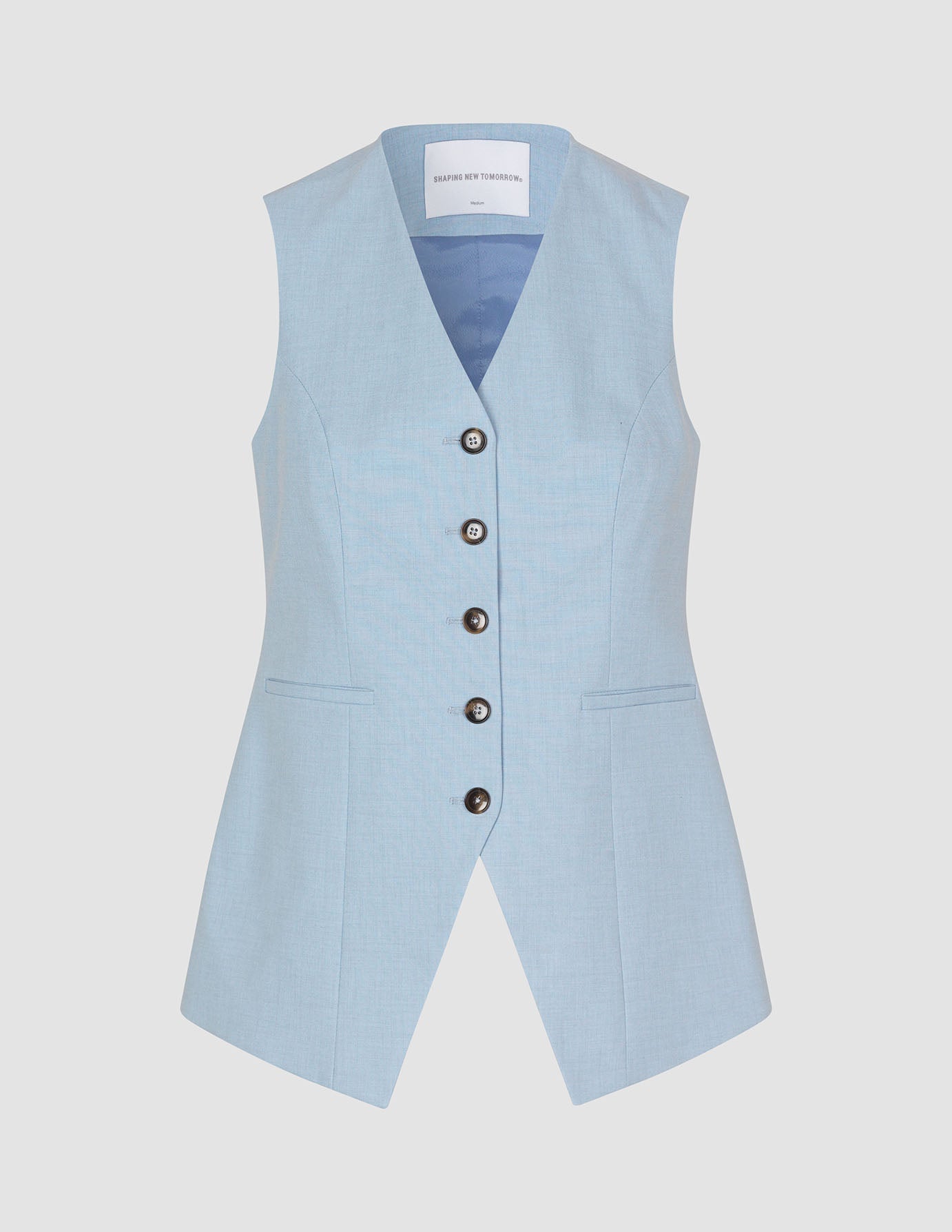 Essential Long Vest Sky Blue Melange
